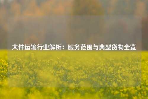  大件运输行业解析：服务范围与典型货物全览  